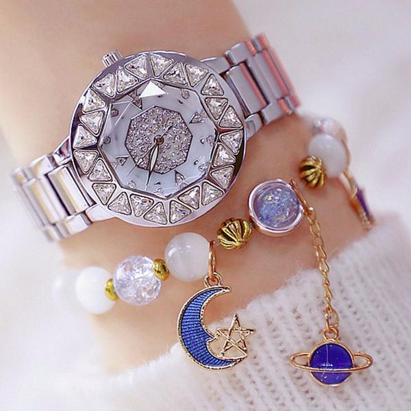 

wristwatches bs bee sister pearl full diamond ladies watches silver stainless steel waterproof quartz exquisite relogio feminino, Slivery;brown