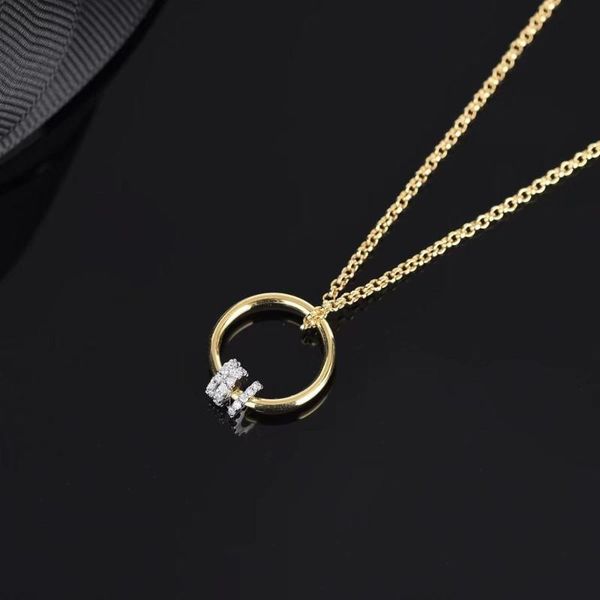 

pendant necklaces slip ring necklace female gold color circle-r ing chain simple women's, Silver