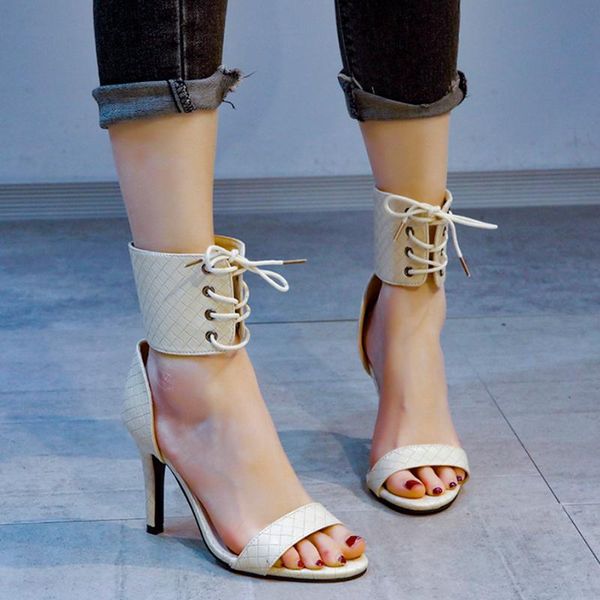 

dress shoes 2021 summer ladies high heel sandals leather cross straps fashionable comfortable party plus size, Black