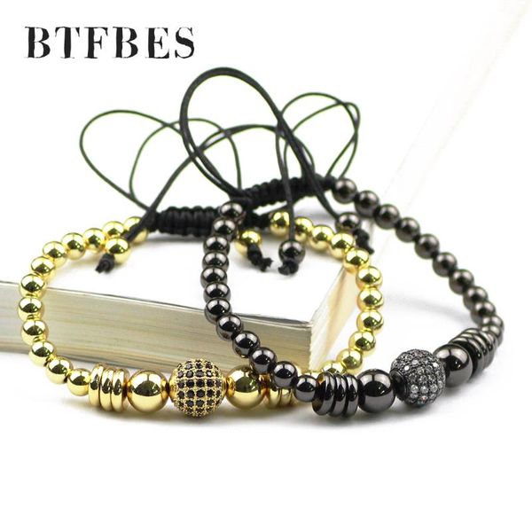 

charm bracelets btfbes pave zircon copper ball coin spacer beaded bracelet men charms & bangles trendy couple jewelry erkek, Golden;silver
