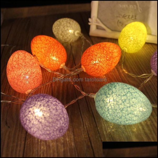 Party-Dekoration, Event-Zubehör, festlich, Haus, Garten, batteriebetrieben, Ostern, LED-Baumwoll-Eier, Lichterkette, bunte Eier-Lichter, Hochzeit, Weihnachten, 5 l