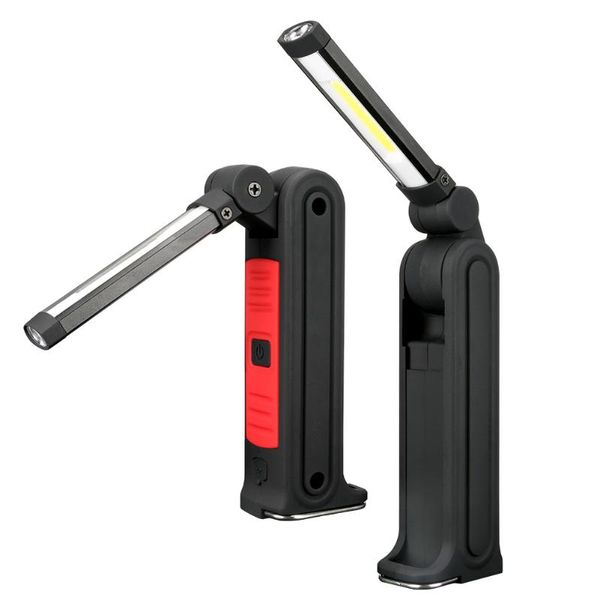 

portable 4 mode cob work light usb rechargeable led 300 degree adjustable bottom magnet design camping flashlights torches
