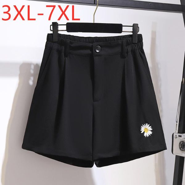 

women's shorts 2021 ladies summer plus size for women large loose casual wide leg pocket black floral 3xl 4xl 5xl 6xl 7xl, White;black