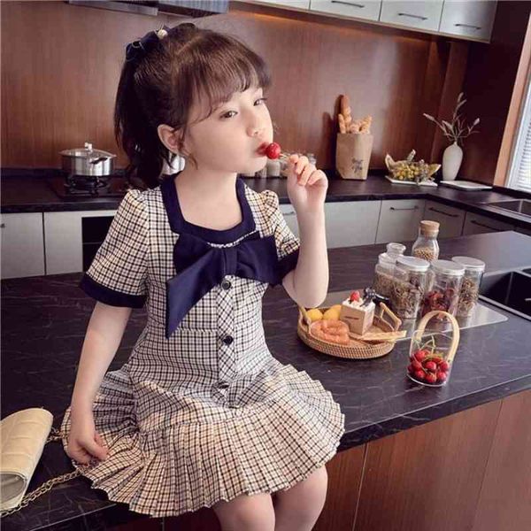 

kids sheath dresses children kids dress for girls vintage christmas vestidos big bow neck plaid dress childrens clothing, Red;yellow