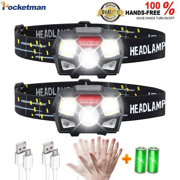 

headlamps 60000lm ultra bright led headlamp motion sensor hard hat head lamp powerful headlight usb rechargeable waterproof