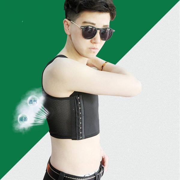 

women's shapers s-6xl plus size tomboy lesbian ftm trans chest binder breathable flatten breast women shaper corset vest tank undershi, Black;white