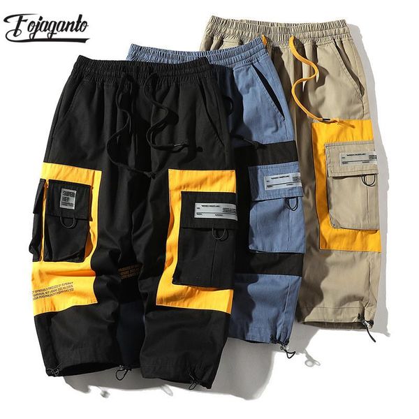 

men's pants fojaganto summer men cargo fashion brand cotton casual trendy wild calf-length male, Black