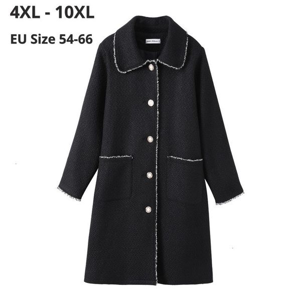 

women's wool & blends wool plus size 10xl 9xl 8xl 7xl women sleeves winter autumn long femme a-line elegant slim black coats for m l15c