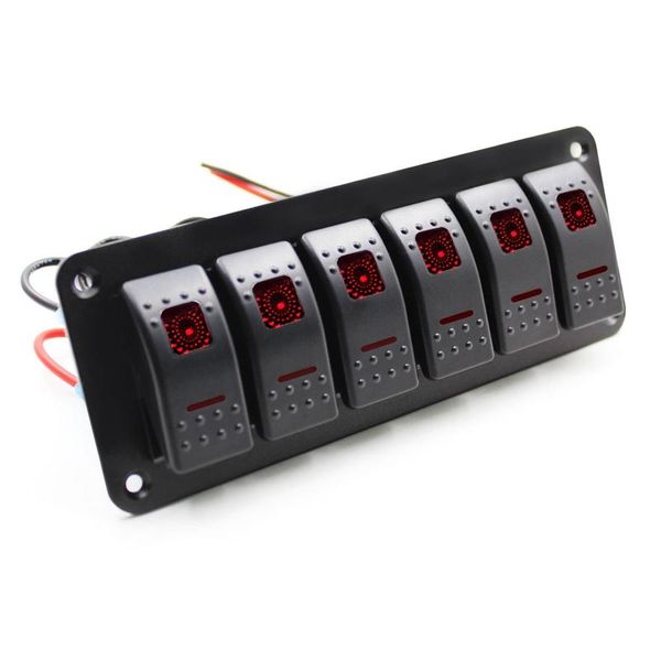 

smart home control 6 gang 2led light rocker switch panel circuit breaker 12v-24v boat marine w