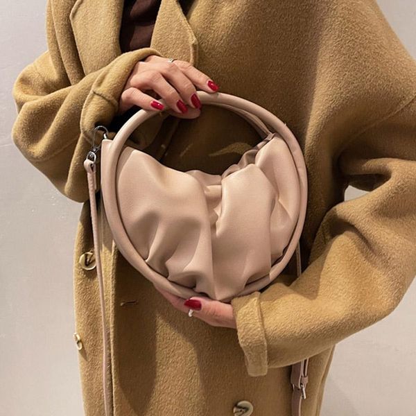 

evening bags women trendy casual crossbody fashion small round bag female all-match handbag solid color soft leather shoulder