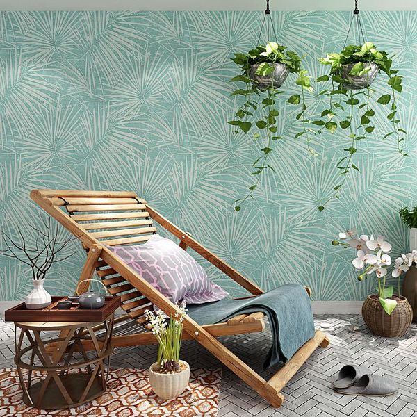 Papéis de parede Papel de parede de folhas de palmeira nórdica de moda nórdica Green fresco para sala quarto quarto impressão moderna tv de papel de parede de papel de parede rolo