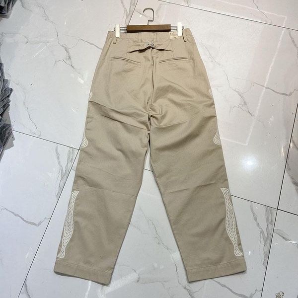 

men women quality khaki kapital cargo pants hip-hip bone embroidery fashion casual denim trousers men's, Black