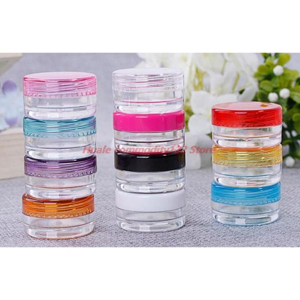 

storage bottles & jars 10pcs 5g nail art cosmetic bead container round bottle transparent plastic empty jar pot box makeup tools