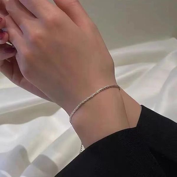 

link, chain 2021 cold wind bracelet fine jewelry schedule a high sense of female wild minimalist fashion, Black