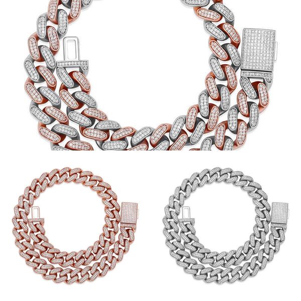 

jinao men's and women's necklaces, 16mm cuban chain, double row aaa + cz rhinestones, gift jewelry, new series 2020 q0809, Silver