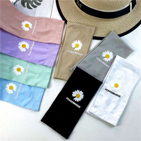 

summer daisy sun protection ice sleeve women's thin driving uv thumb opening arm gloves