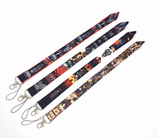 

horror anime attack on titan keychain lanyard cell phone straps neck key band for phones keys id card badge holder cartoon lanyards