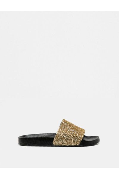 

koton women sim futher slippers, Black