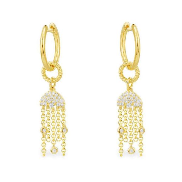 

dangle & chandelier sljely fashion s925 sterling silver yellow gold color jellyfish earrings with hoop women un apres midi a la plage series