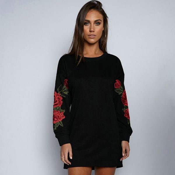 

women's hoodies & sweatshirts fashionable stereo flower embroidery hoodie korean style oversized women sweatshirt pullovers casual roun, Black