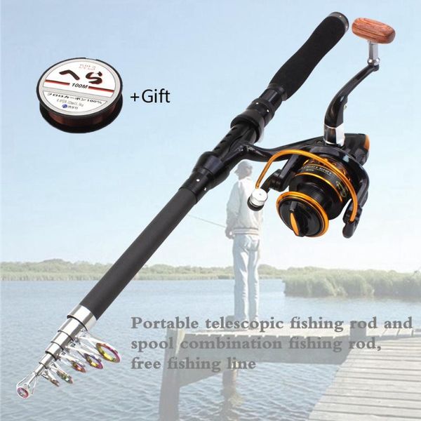 

boat fishing rods 1.8m 2.1m 2.4m 2.7m 3.0m carbon spinning rod and reel set carp travel portable tackle gift line fish