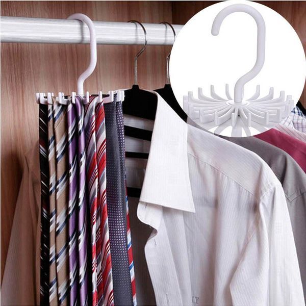 

hooks & rails creative multifunctional 20 claw tie rack 360 degree rotatable plastic scarf storage