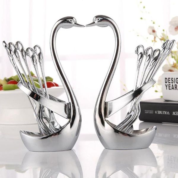 

1/7pcs stainless steel swan shape tableware storage holder fork spoon cutlery kitchen cabinet organizer & organization