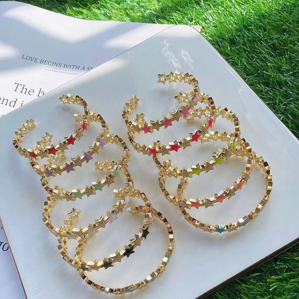 

link, chain 5pcs/lot multiple handmade hollow star bangles bracelets jewelry, Black