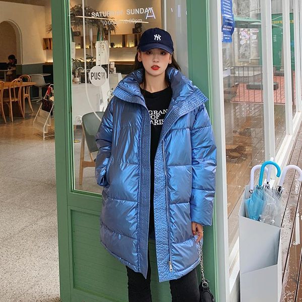 

women's down & parkas women's down padded jacket korean style mid-length thick and versatile loose large size sequined fashion in7, Black