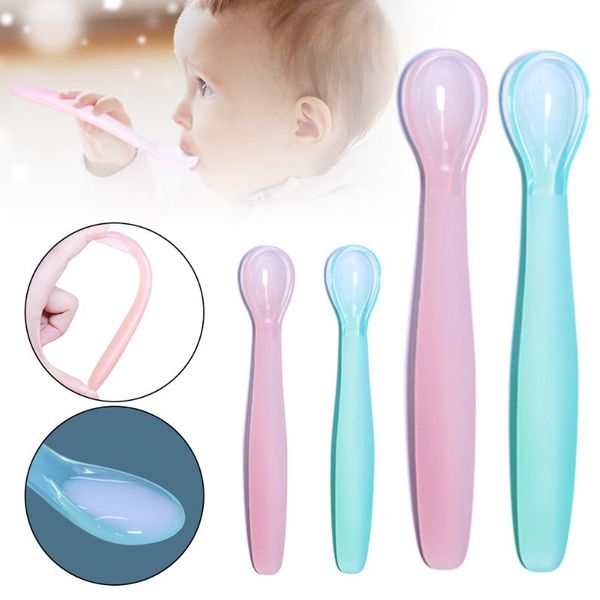 

cups, dishes & utensils baby tableware safe feeding spoon safety soft silicone for dinning child training weaning