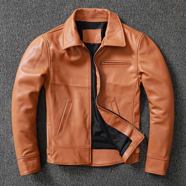 

men's leather & faux genuine cowhide jacket dovetail short fashion trend slim-fit motorcycle coat autumnplus size 6xl, Black