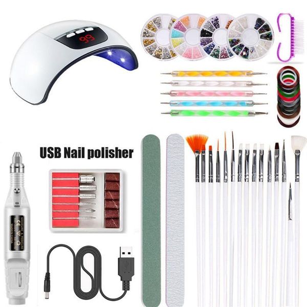 

sale 45w gel nail light curing lamp dryer uv manicure kit sets & kits led art set1