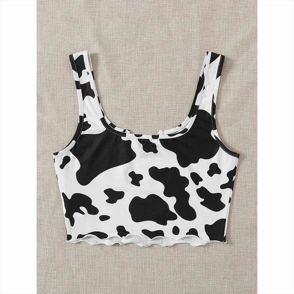 

40 camisole sleeveless womens tank cow pattern short length strapless multicolor sheath vest, White