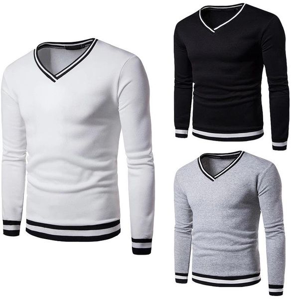 

men's t-shirts autumn men casual vintage mixed color cotton fleece sweater pullovers winter v-neck fashion warm thick jacquard sweaters, White;black