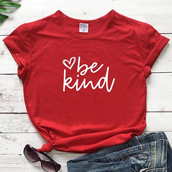 

casual 90s graphic motivational kindness tee be kind heart printed t-shirt scripture women christian jesus tshirt women's, White
