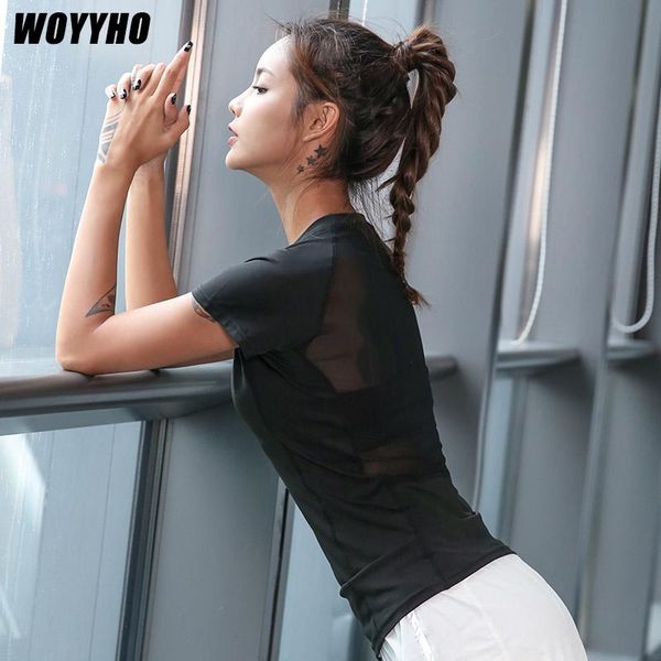 

mesh women running t-shirts,quick dry patchwork short sleeve fitness yoga breathable workout gym tee shirts jerseys, Black;blue