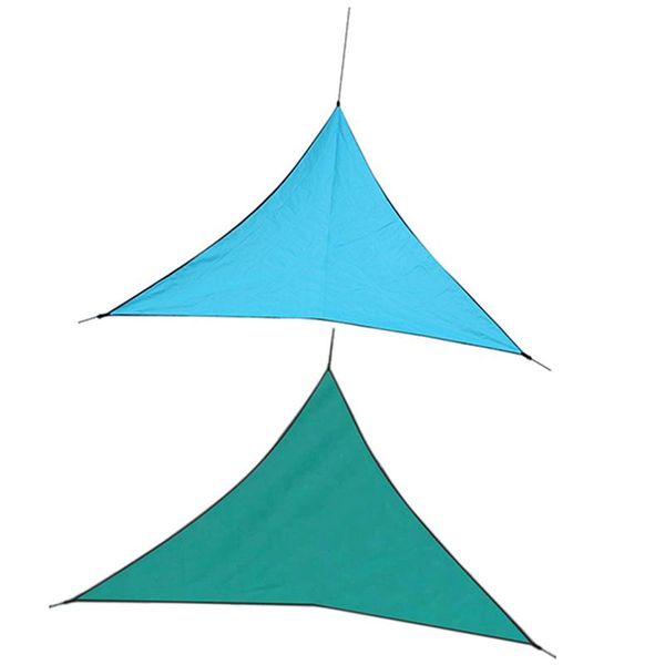 

set 3x3x3m waterproof triple-cornered sun shelter awning parasol canopy garden patio shade sail cloth, green & blue