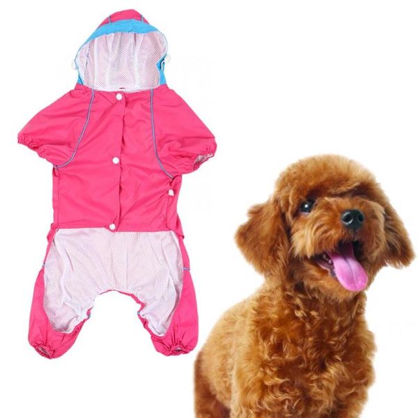 

dog apparel raincoat pet clothes thicken cat waterproof rain-proof hooded one piece red small