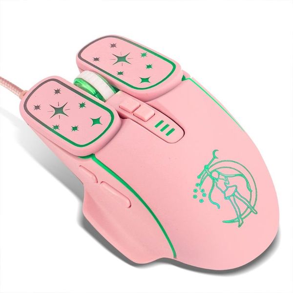 

mice beautiful girl usb wired gaming mouse luminous game macro programming 7200dpi optical sensor gamer