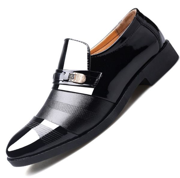 

classic business men dress shoes fashion elegant formal wedding slip on office oxford shoe for mens plus size 38-48, Black