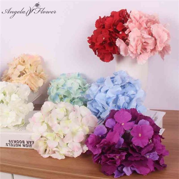 18 cm 54 Blütenblätter große Hortensienblütenköpfe künstliche Blumen Zuhause DIY Hochzeit Gartendekoration gefälschte Blumen Wandparty 15 teile/los 210706