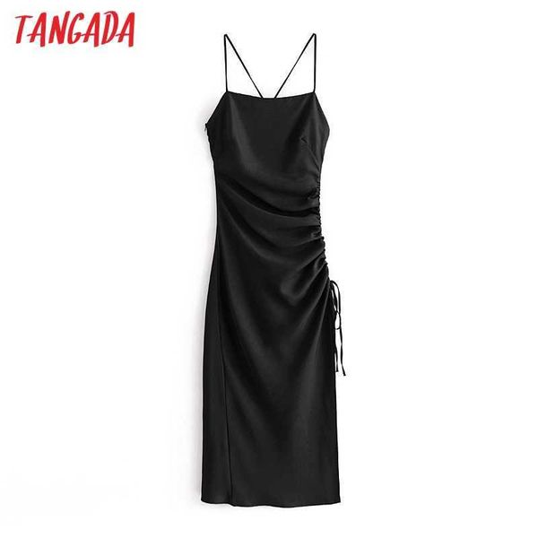 

tangada women black satin maxi dress strap sleeveless backless females party dresses vestidos 3h703 210609, Black;gray