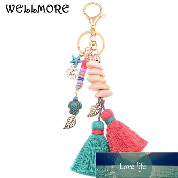 

keychains wellmore boho style keychain shandmade shell with long tassel alloy key chain for women girl bag factory price expert design quali, Silver