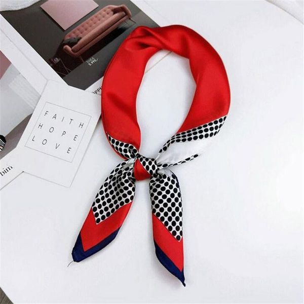 

scarves 50*50cm square scarf hair tie band for business party women elegant small vintage skinny retro head neck silk satin, Blue;gray