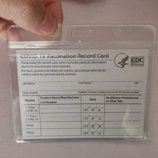 

4*3 inch card protector plastic waterproof case business-card files pvc sleeve with zip for cdc paper vaccination cards clear protective cov