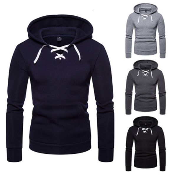 

men's & mens v-neck skinny fashion trend long sleeve drawstring hooded sweatshirts male spring new casual slim hoodies, Black