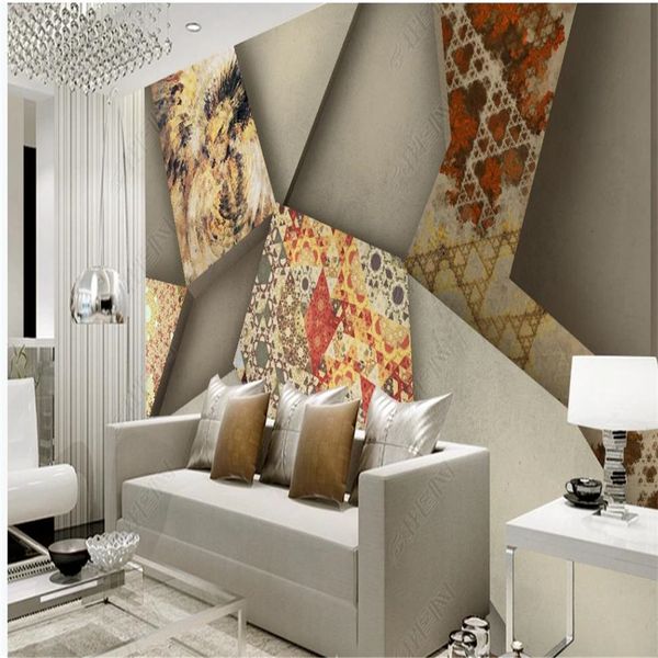 

customized 3d stereoscopic wallpaper abstract geometric stereo background wall