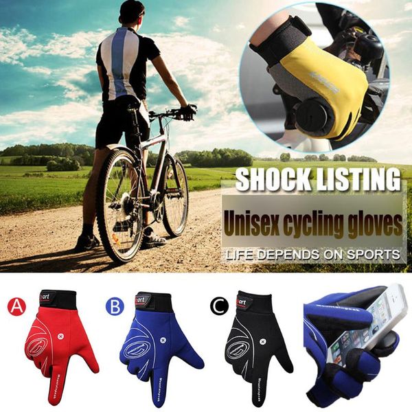 

five fingers gloves outdoor touch screen sports riding tight non-slip absorption wear mitten cycling for phone#, Blue;gray