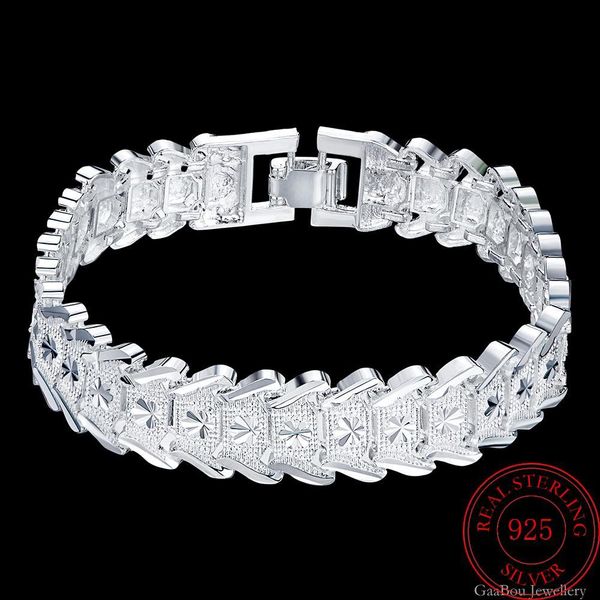 Bracciale a catena di moda punk in argento sterling 925 retrò braccialetto da donna gioielli di lusso regalo di fidanzamento di Natale