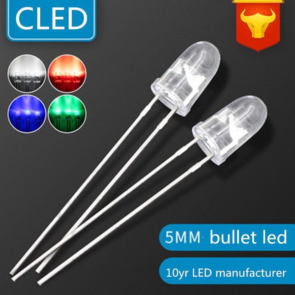 

bulbs 1000pcs 5mm leds red/green/blue/white round led dip water clear bulb